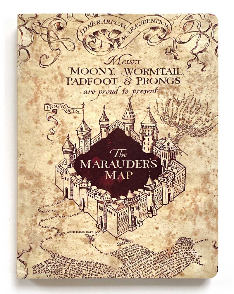 Paper House Productions Harry Potter 8" Foil Accent Soft Cover Journal with Satin Ribbon Page Marker - Marauder's Map - Image 1